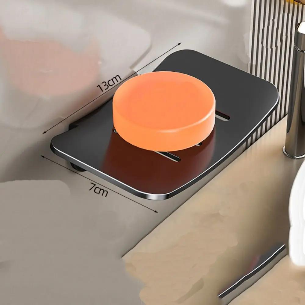 

Металева мильниця Міцна настінна Зливна Мильниця Полиця для зберігання Органайзер для ванної кімнати Кухонної раковини Тримач для мила для душу чорний