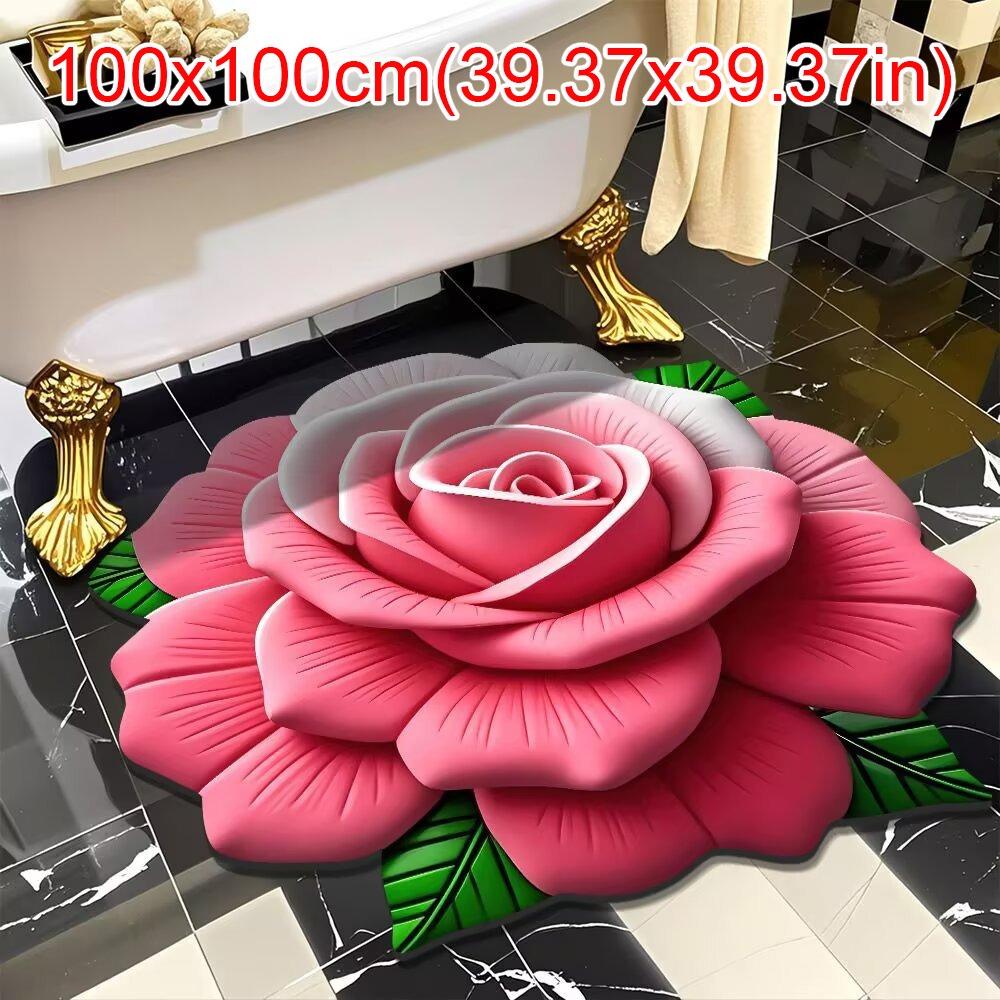 Special-shaped Peony Floor Mat Soft Door Gasket Durable Blanket  for Living Room Tea Table Bedside