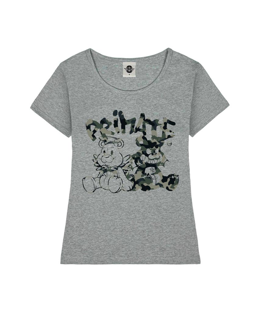 PRIMATE Camo Demie Women'S U-Neck Slim Fit Short Sleeve T-Shirt 5 Colors