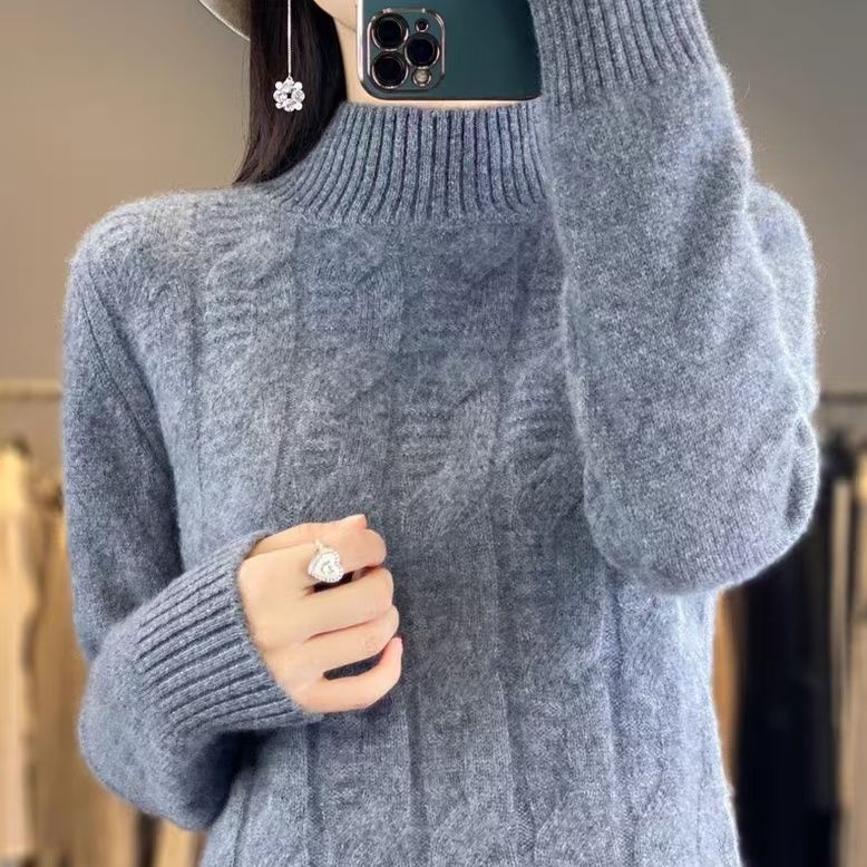 

Mock Neck Sweater, Stylish Long Sleeve Sweater for Fall & Winter, Women s Clothing M сірий колір