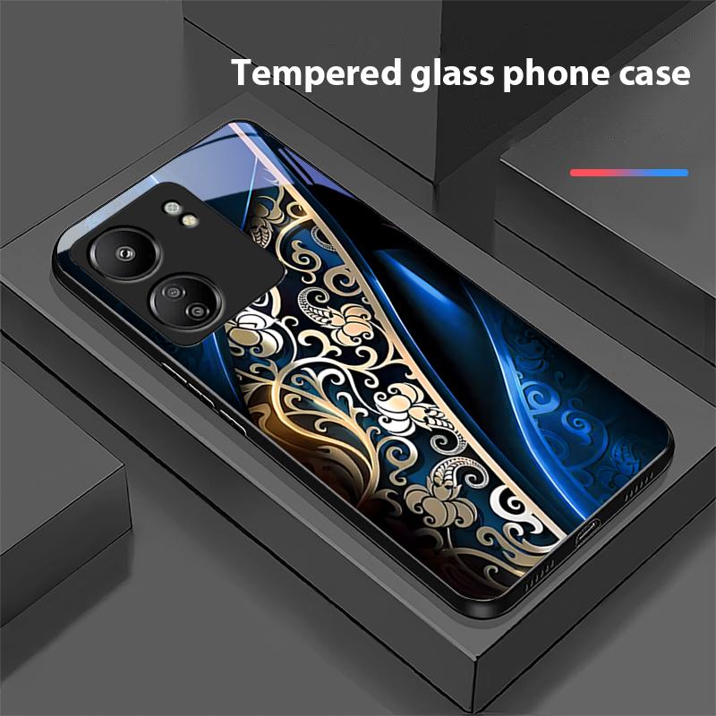 Jinmai Rød Lilla Til Xiaomi Redmi 13C Note13 12 Pro Plus 5G Note 9 13T Pro POCO X6 F5 F6 Sort Hærdet Glas Telefoncover