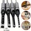 Woodworking Square Hole Punch Bit Set |12.7mm Spiral Slot Chisel Bits with Round Shank | For Wood Drilling