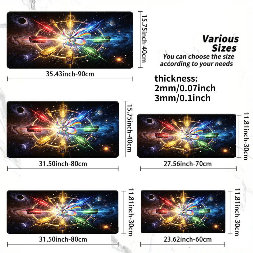 Pokemon Kanto Starters Thunder Fire Leaf Neon Gaming Mouse Pad NonSlip Desk Mat 30x80x0.2cm