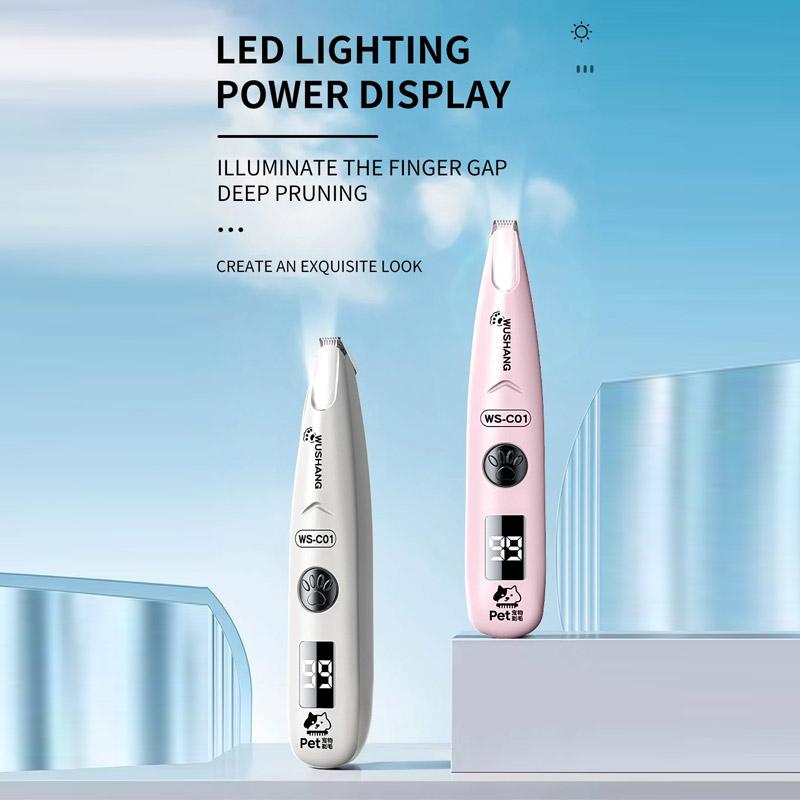 Pet Dog Electric Groomer Trimmer With Led Light Waterproof Pet Foot Hair Trimmer Low Noise Cat Dog Face Foot Ear Hip Paw Shaver