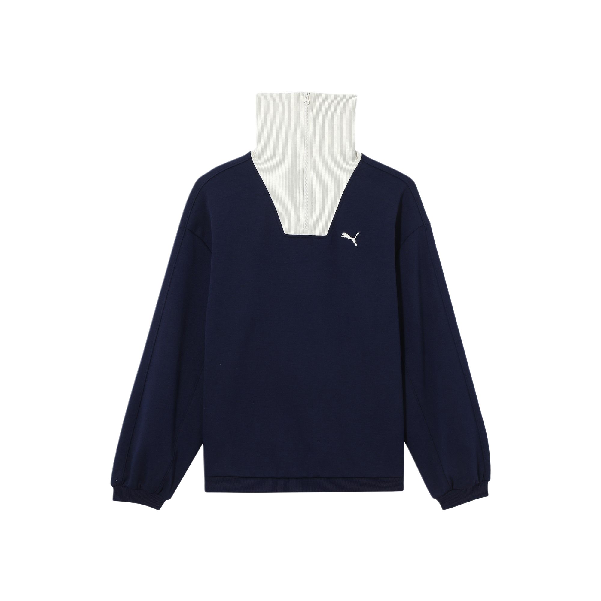 

New PUMA COLLECTIVE SS25 FEMME HALF ZIP CREW Sweatshirt Women s Marine Blue 631308-06 S(155/80A)