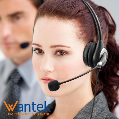 Wantek Type-C USB 3.5mm Headset, Binaural, with Noise-Canceling Microphone and Online Wired Control, PC Headphones for Web Conferencing, Skype, Office