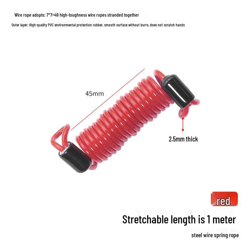 Heavy-Duty Anti-Loss Steel Wire Coil Lanyard