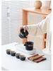 Elegant Portable Ceramic Tea Set with Wooden Tray: 1 Teapot & 4 Cups for Outdoor Adventures