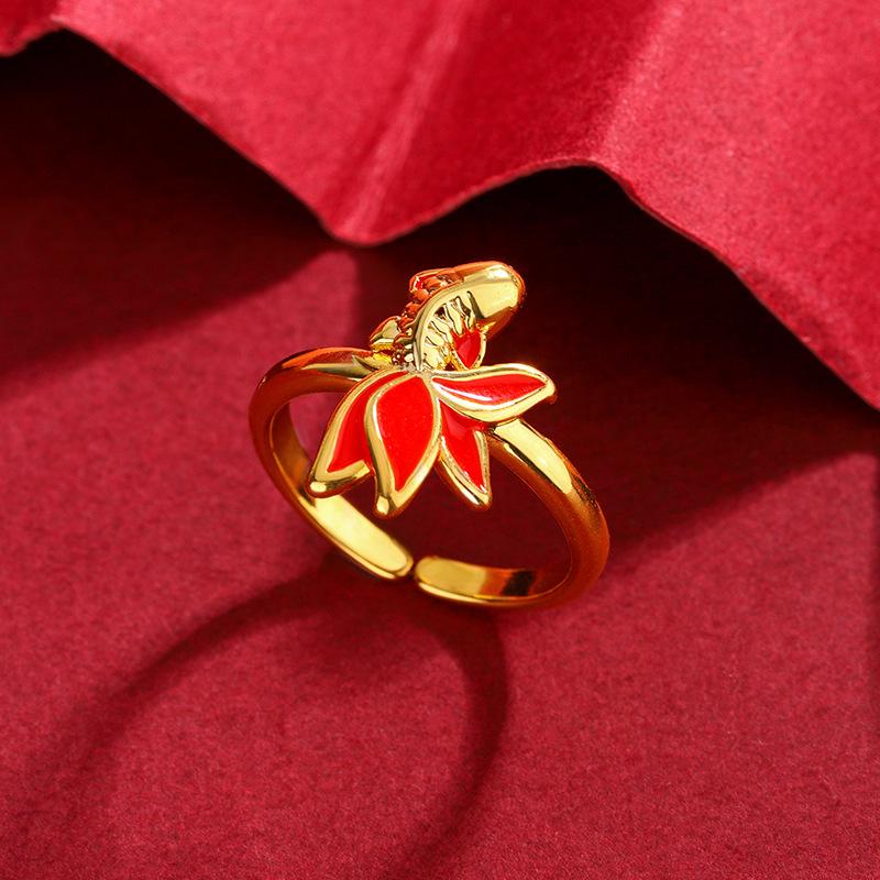 New Fashion Transport Koi Gold 925 Sterling Silver Personality Fish Creative Animal Opening Rings R029