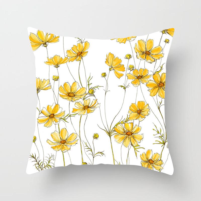 New Flower Plant Peach Velvet Pillow Case Sofa Pillow Car Cushion