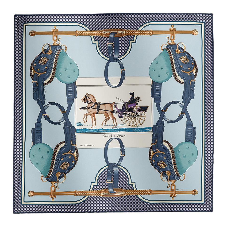 HERMES Silk, Silk Scarves Unisex Blue H893933S