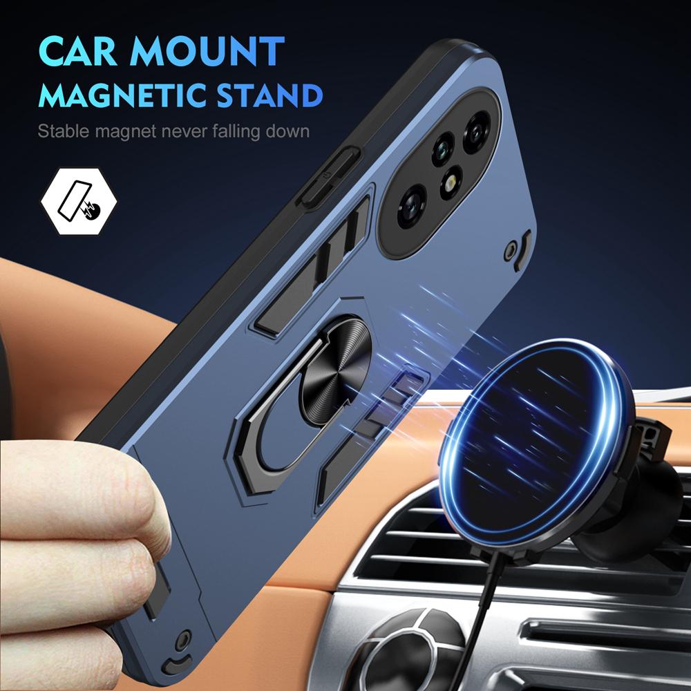 KEYSION Shockproof Armor Case for HONOR 200 Pro 5G Silicone+PC Camera Protection Ring Stand Phone Cover for Huawei Honor 200 5G