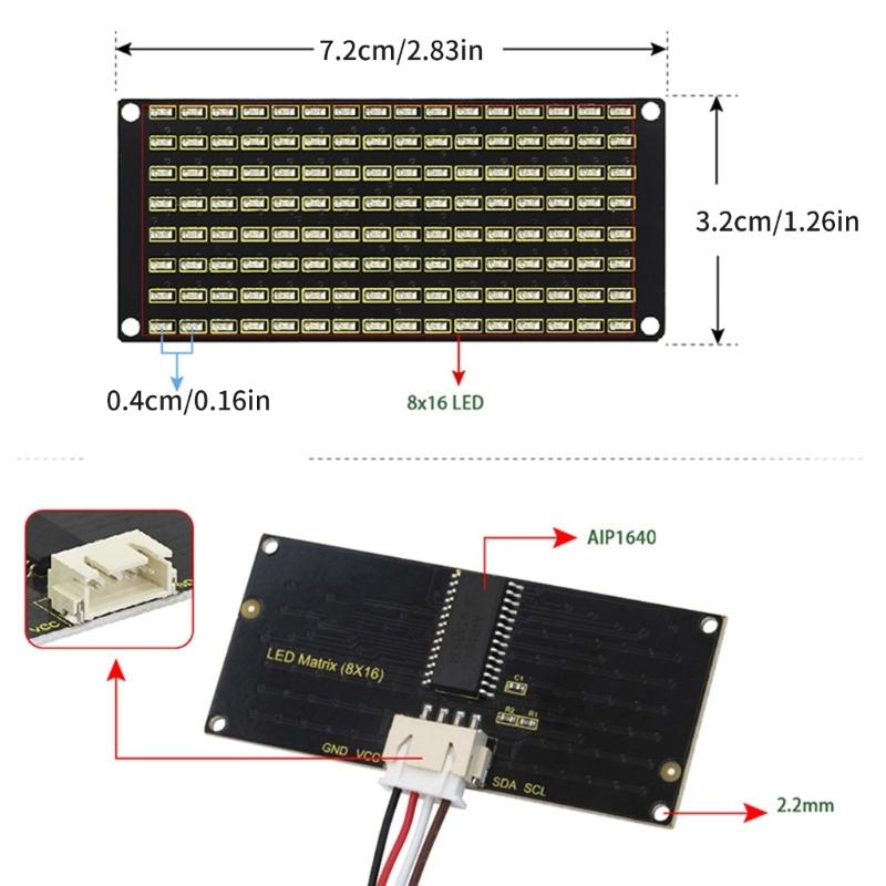 Programmable LED Display Component 8x16 Array Using AIP1640 Chip for DIY Electronics and Advertising Gestures