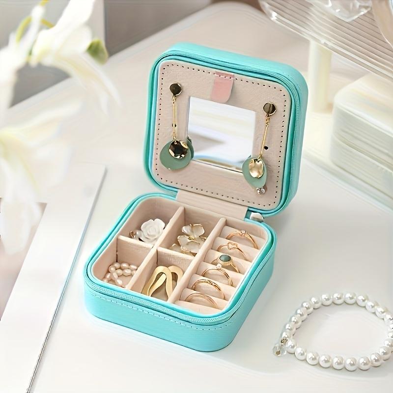 Artificial Leather Jewelry Storage Box - with Zipper Closure, for Neatly Organizing Scattered Earrings and Bracelets on The Dormitory Desk