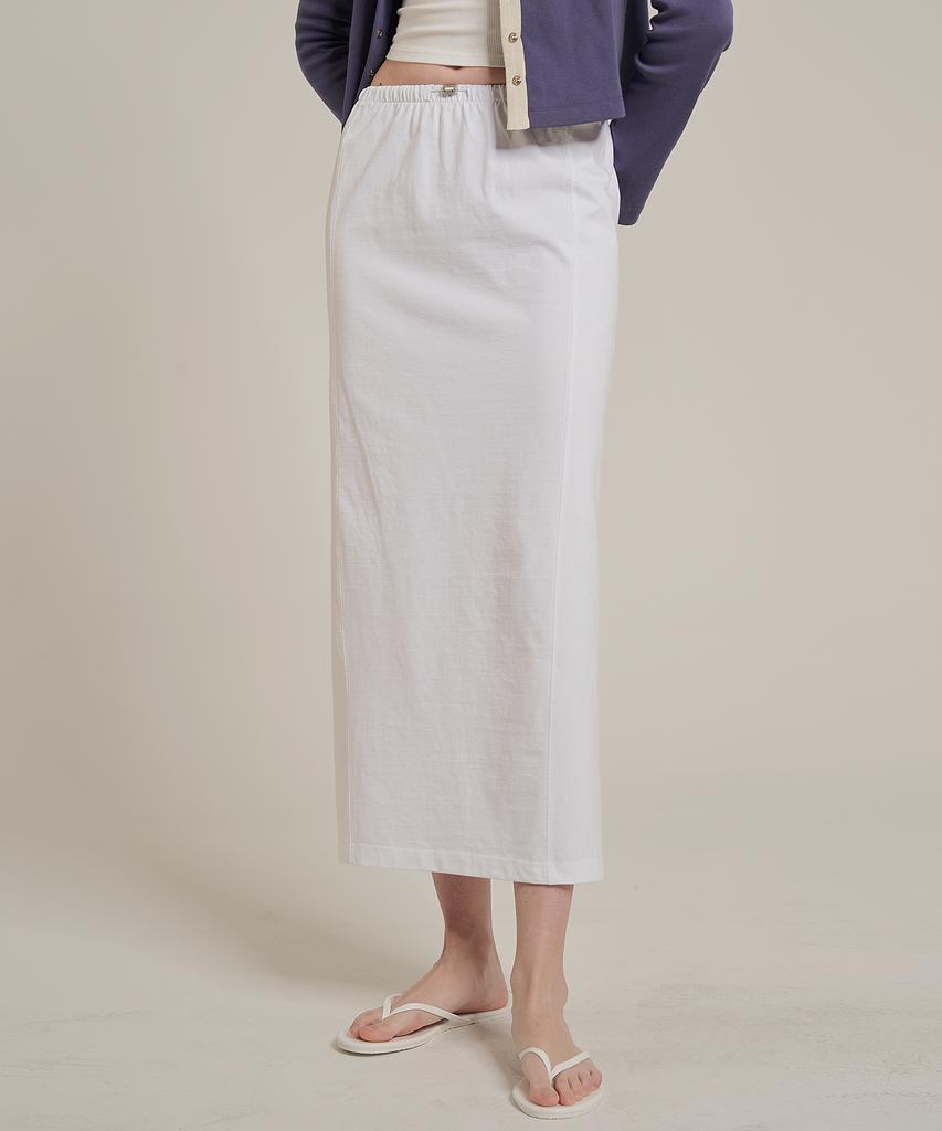 Iteoneolmomeonteu Solid Washed Long Skirt _ White