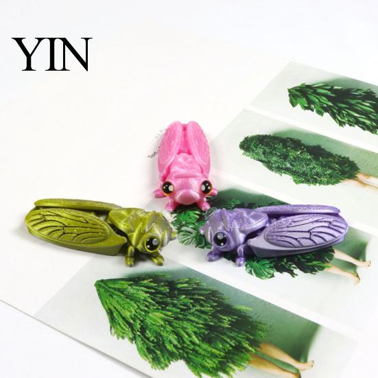 Desktop Insect Ornament 3D Printed Cicada Figurine, Realistic Model with Movable Shape Decor Joints, Stress Relief Fidget Toy for Kids Adults Colorful