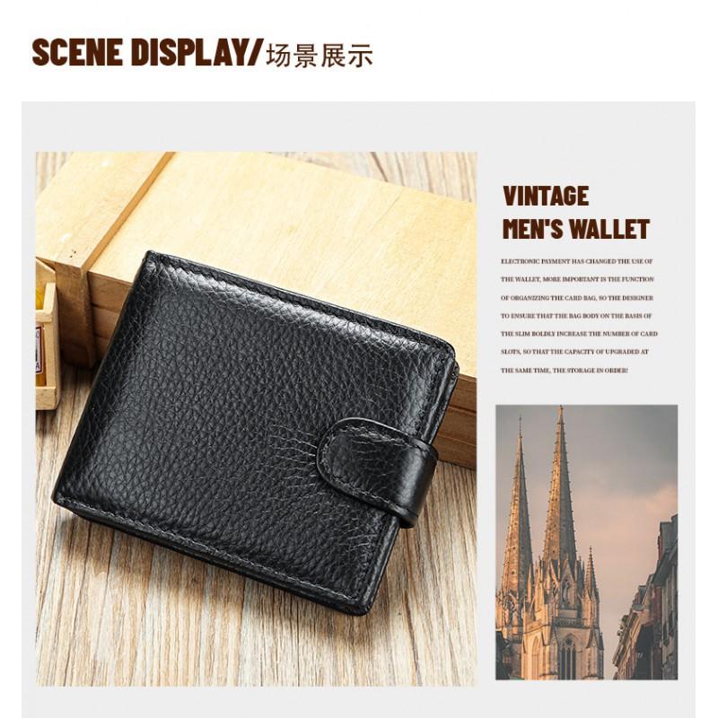 Anti Theft Brush Genuine Soft Retro Wallet Men's Top Layer Cowhide High-end Leather Multifunctional