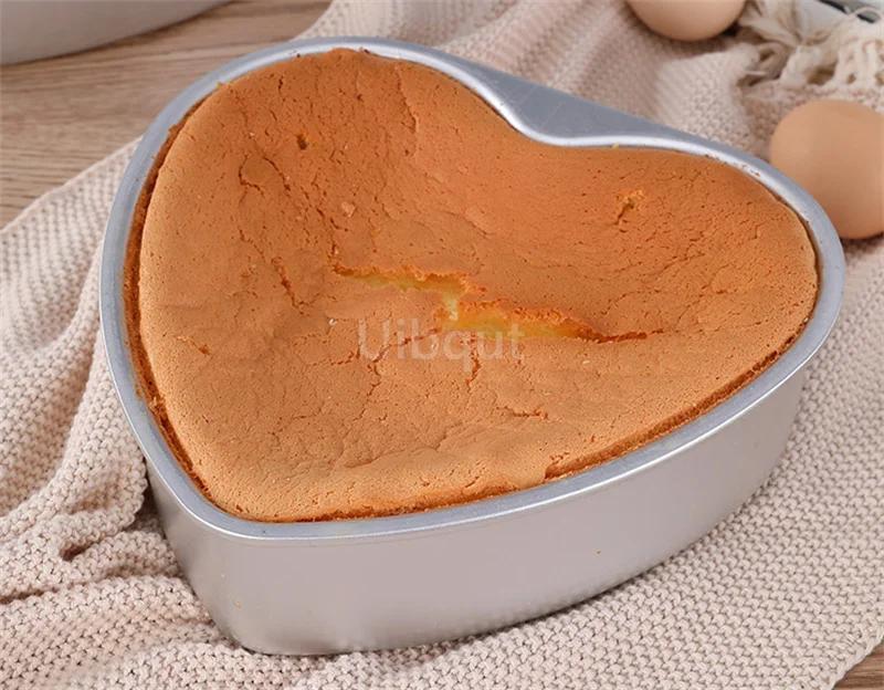 3/4/5/6/7/8/10/11 Inch Heart Shaped Cake Pan mold Solid Bottom Aluminum Alloy Chocolate Cake Pan Silver Tin Baking Mold Mould