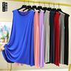 Women's Crew Neck Sleeveless Midi Dress Loose Fit High Waist Casual Modal A Line Dress Plus Size Solid Summer Tank Dress