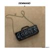Mirror-finish Diamond Handle Flap Bag, Patent Leather Chain Bag, Handbag, Single Shoulder Crossbody Bag, Fashionable Top-grain Cowhide