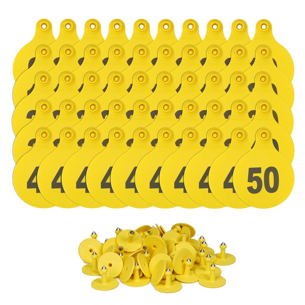 50Pcs Livestock Animal Identification Ear Tags for Goats Sheep Cattle Cows Pigs TPU Precision Ear Tags Number 01-50