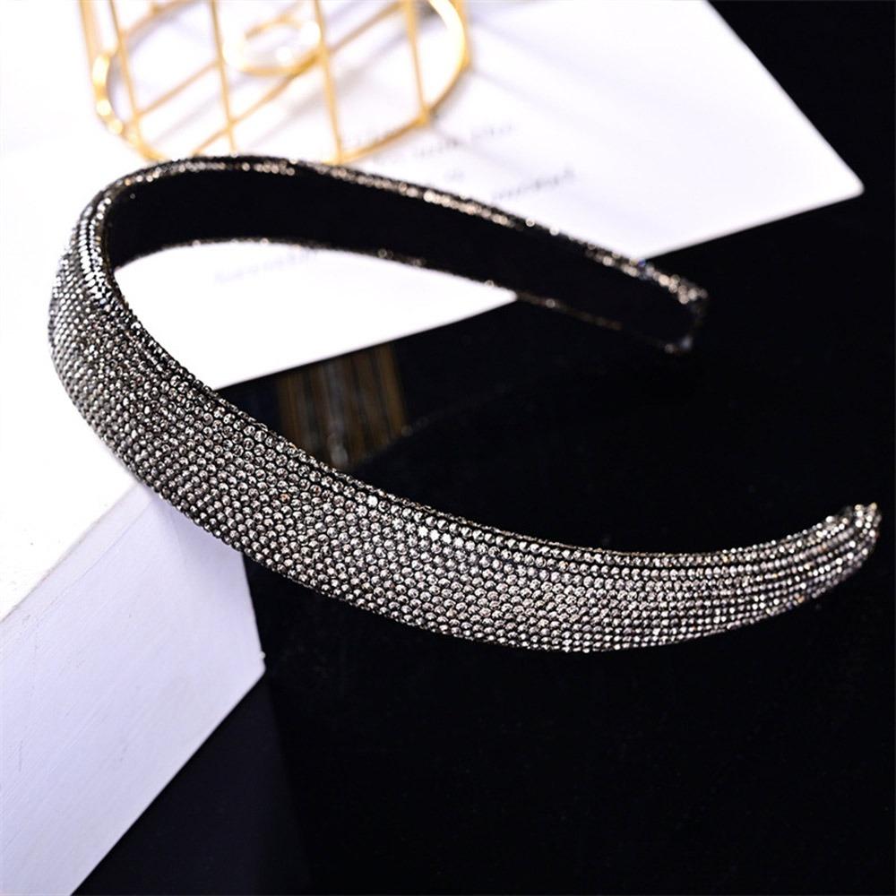 Fashion Sparkling Rhinestone Headband Cute Full Rhinestone Shiny Hair Hoop Sweet Style Velvet Headwear Wash Face