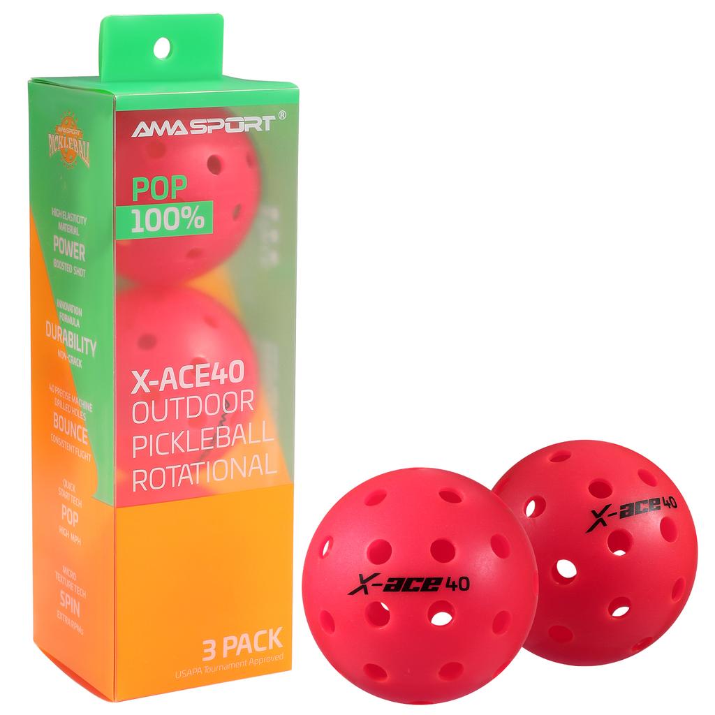 AMASPORT Pickleball Bälle X-ACE40 Professionelle Offizielle Pickleball Bälle Hoher Rückprall & Hohe Sichtbarkeit für Outdoor-Spiele
