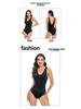 Women's Sexy Solid Color Belted Deep V Tummy Control One-Piece Swimsuit