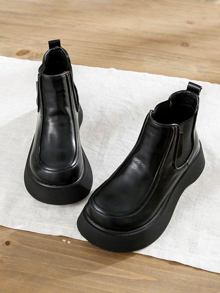 Retro British one-pedal Chelsea boots, thick-soled heightened big-headed lightweight short boots, winter velvet warm Martin boots