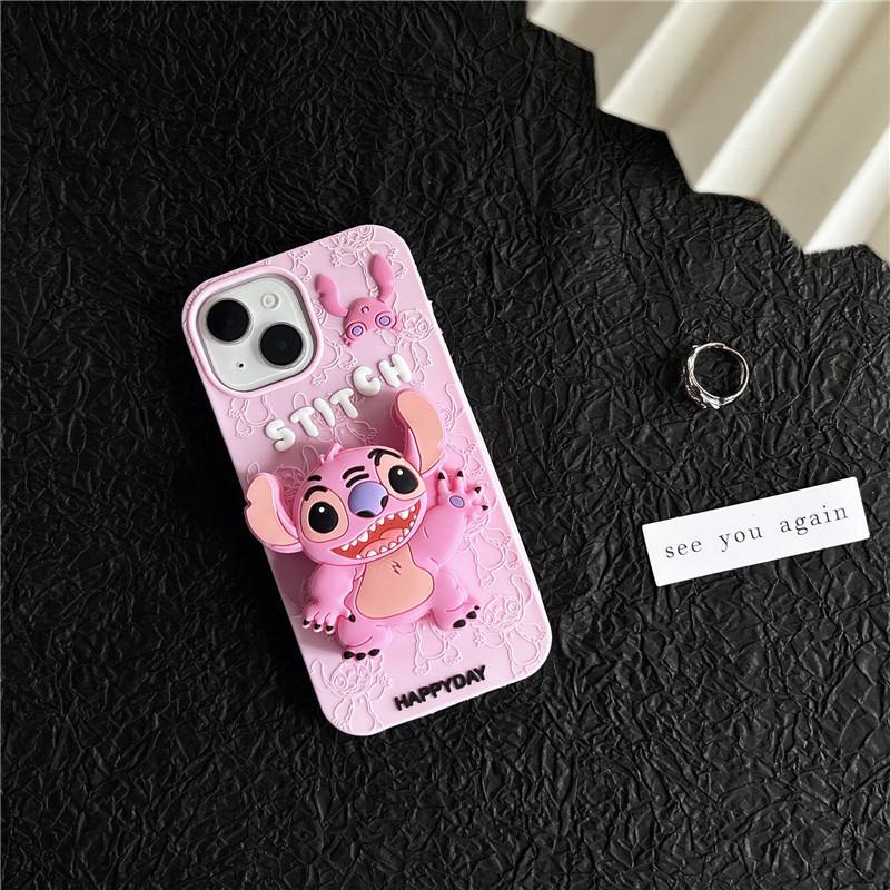 

Stitch Cartoon Silicone Holder for iPhone 11/12/13/14, 15/16 Pro Max Case iPhone 14 Pro