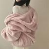 Hooded Plush Thick Section Woolen Jacket Women's Fall and Winter Padded Thickened Zipper Warm Short Coat Cute Fashion