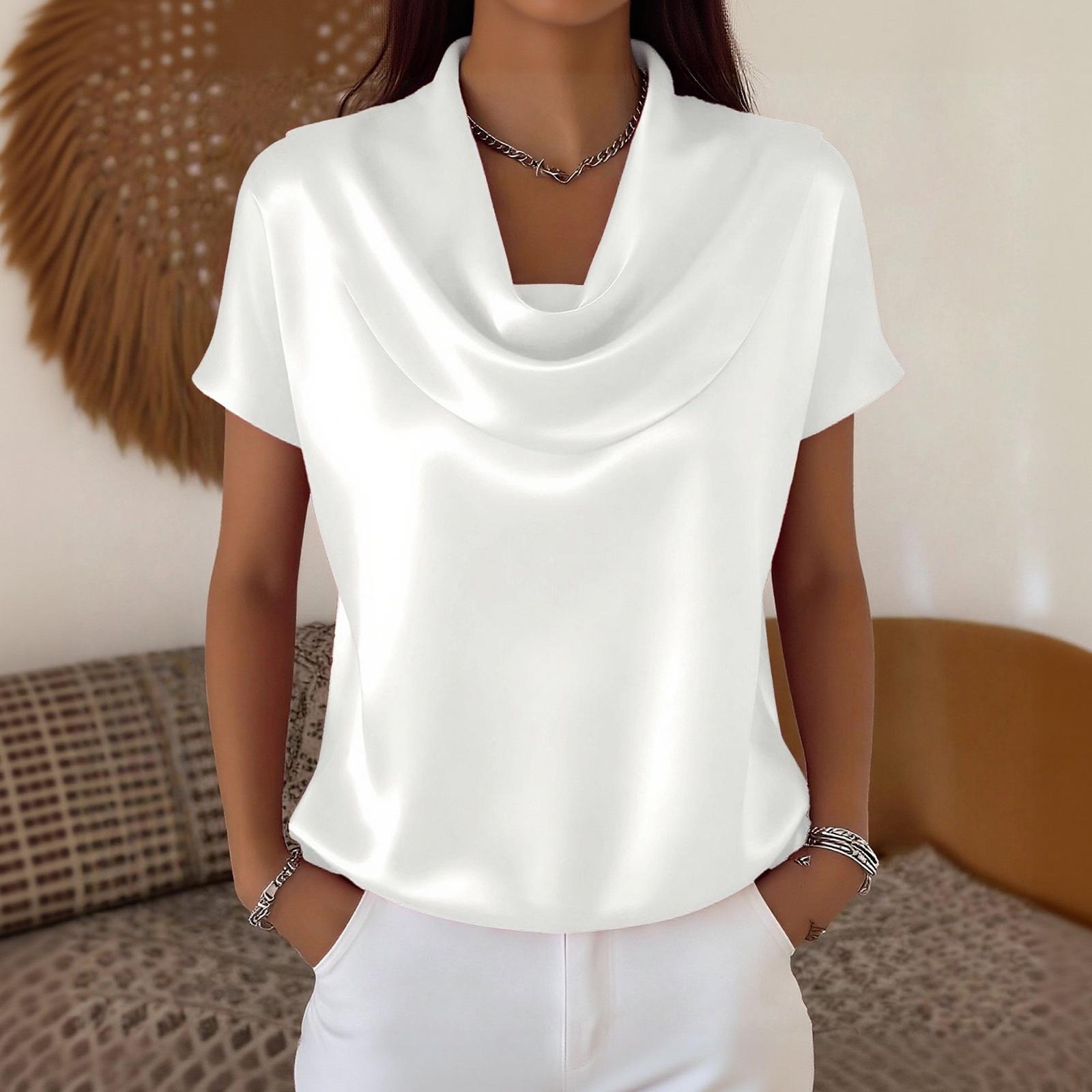 

Women s Fashion Casual Color Casual Short-sleeved Top L білий