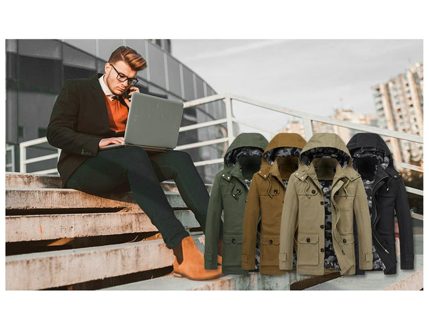 Men's Autumn/Winter 2023 Casual Plus Size Mid-Length Thin Trench Coat