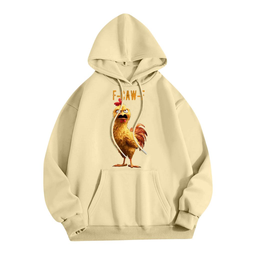 Dámský ležérní top s kulatým výstřihem a dlouhým rukávem s potiskem, mikina s kapucí