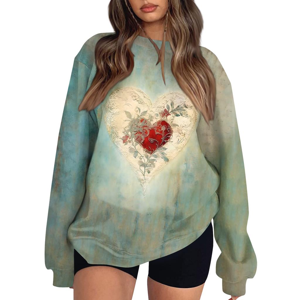 Damen Oberteile Damen Langarm Sweatshirt Lässig Rundhals Locker Geschnitten Pullover Fleece Oberteile