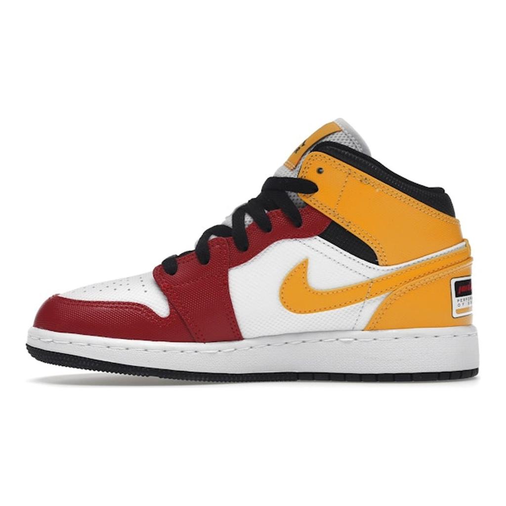 Air Jordan 1 Mid SE GS Motorsport Kids Sneakers White Black University-Gold DJ0336-067