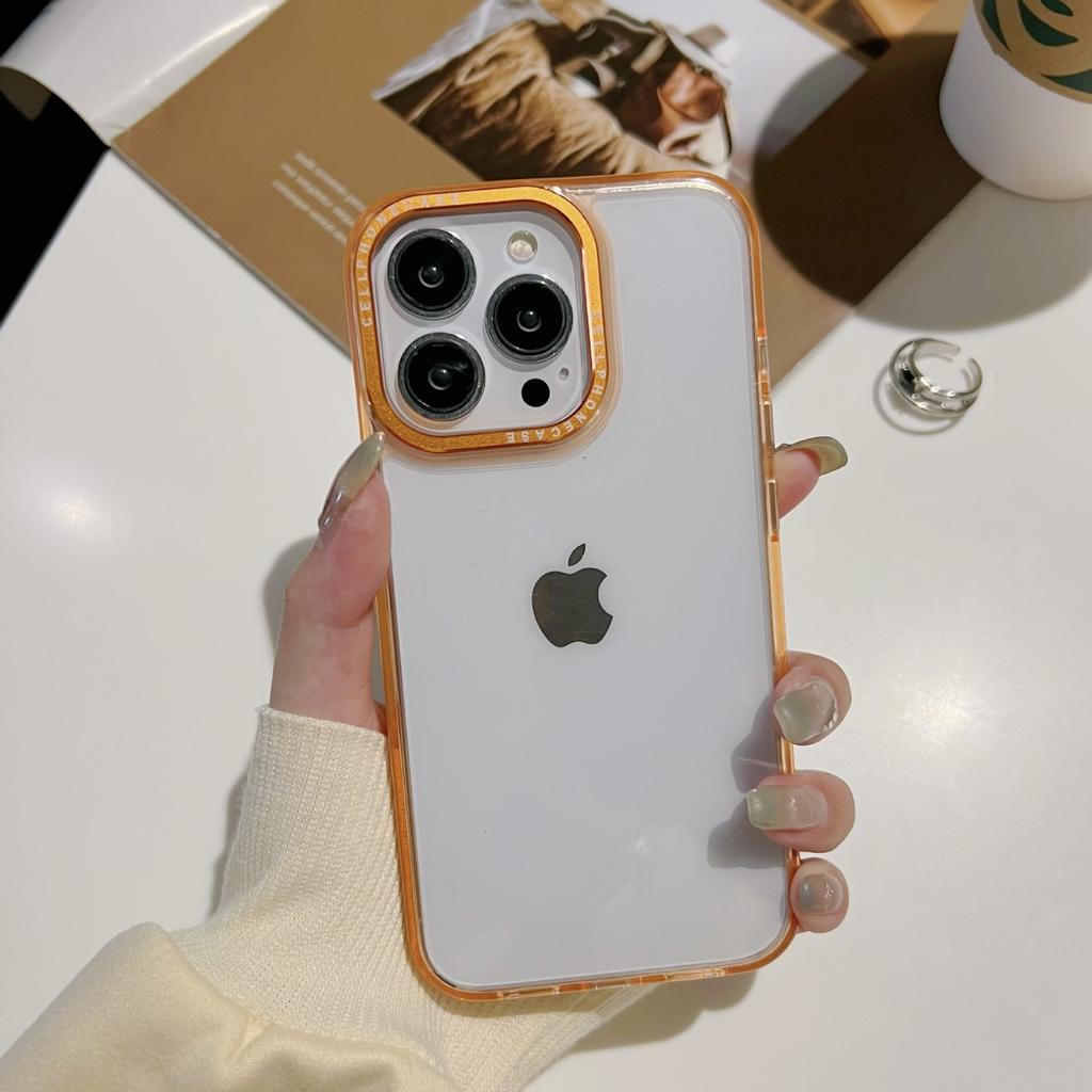 Applicable To Apple 15/14Promax High-transparency Flat Acrylic Metal Lens Frame Apple 15Pro Mobile Phone Case