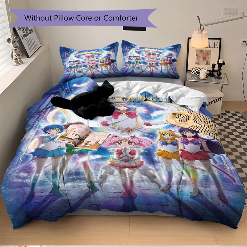 Moonlit Sailor Guardians Print 3Pcs Bedding Setduvet Cover With 2 Bedropillowcase Home Birthday Gift
