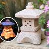 Creative Resin Solar Lamp Palace Lanterns Tower Statue Courtyard Zen Decoration Ornaments Solar Powered Pagoda Lantern
