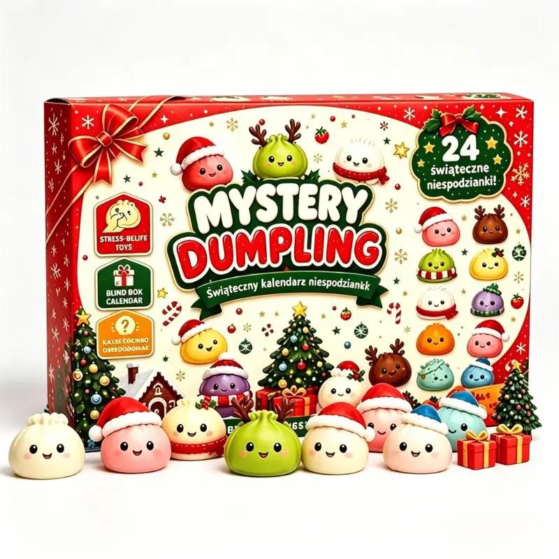 24-Dagen Kerst Dumpling Squishy Adventskalender 2026, Fidget Sensorische Aftelkalender, Verrassings Squishies, Stressverlichtende Fidget L black