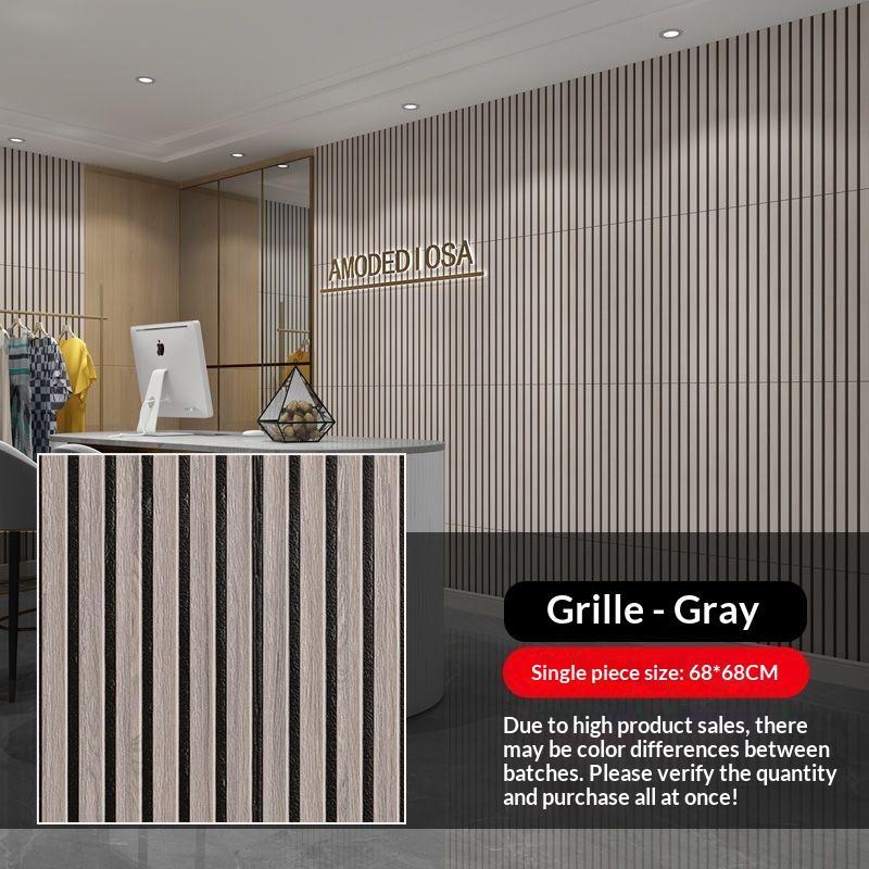 3D Wood Slat Wall Panels Self Adhesive Sound Absorbing For Home Living Room Office Wall Decor