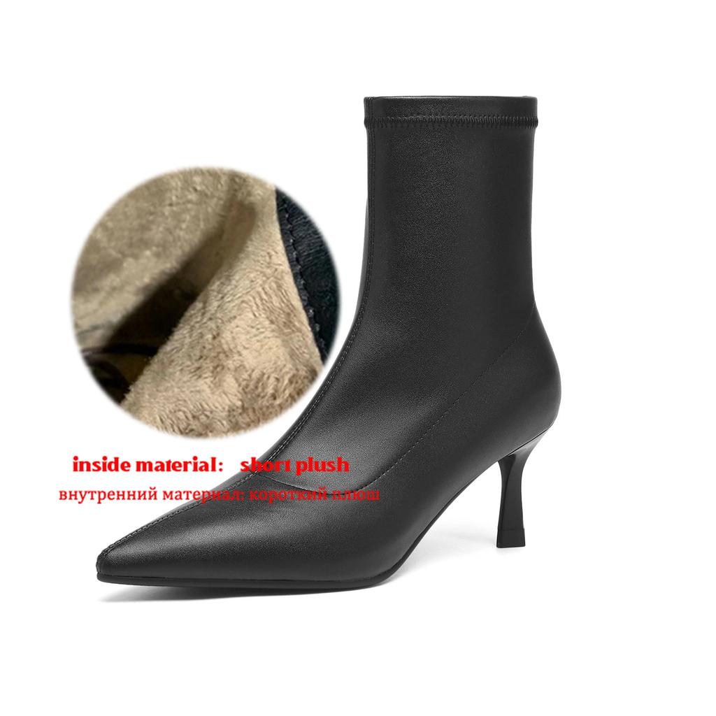 Krazing Pot Microfiber Pointed Toe Thin High Heels Modern Boots Size 42 Zip Women Elastic Ankle Boots