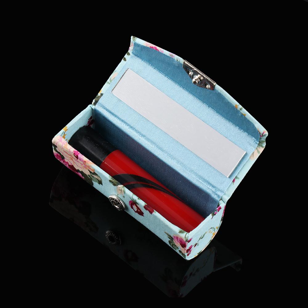 Lipstick Case Mini Mirror Lip Gloss Box Flower Designs Retro Embroidered Jewelry Holder Women Beauty Makeup Storage Fashion Gift