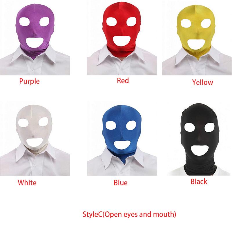 Halloween Cosplay Sexy Party Lycra Spandex Zentai Open Eyes Mouth Full Mask Hood