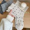 Lace Wool Socks for Women, Mid-calf Socks for Autumn and Winter, Thickened and Fleece, Warm, Polka Dot, Grey, Winter Long Socks