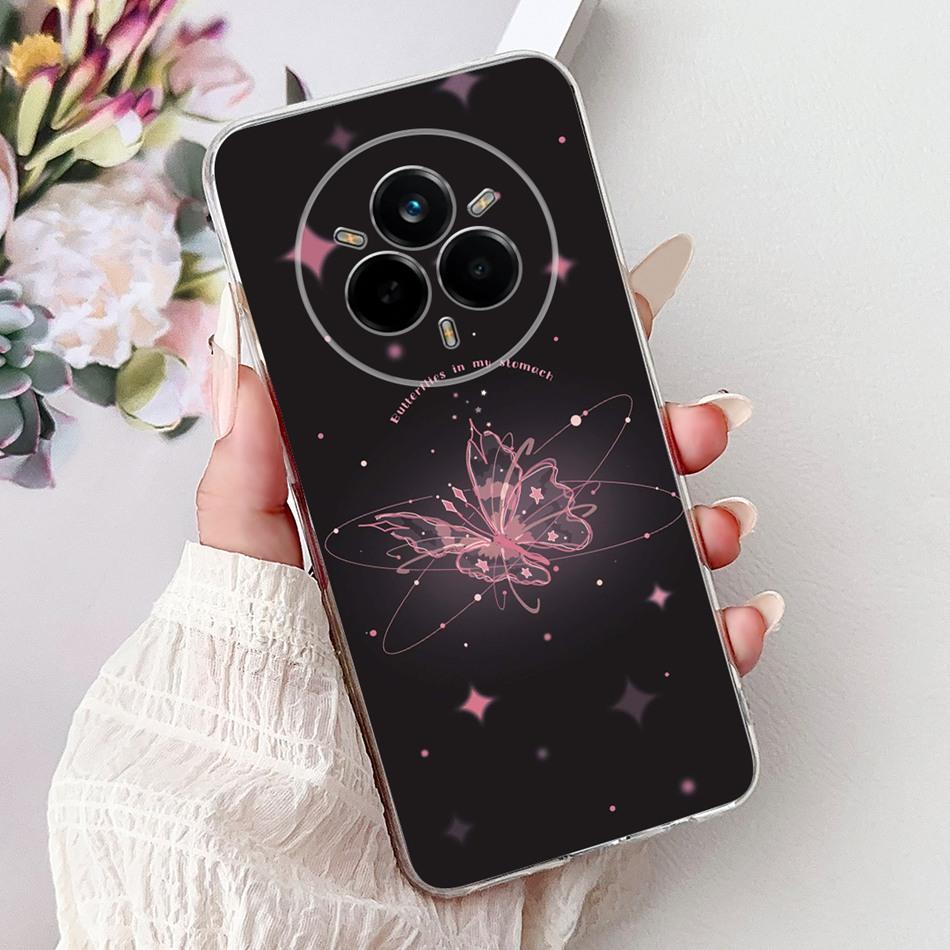 For Realme 14 Pro 14Pro+ Elegant Floral Cat Printed Phone Case For Realme 14 Pro Plus 14Pro 5G Soft Silicone TPU Cases