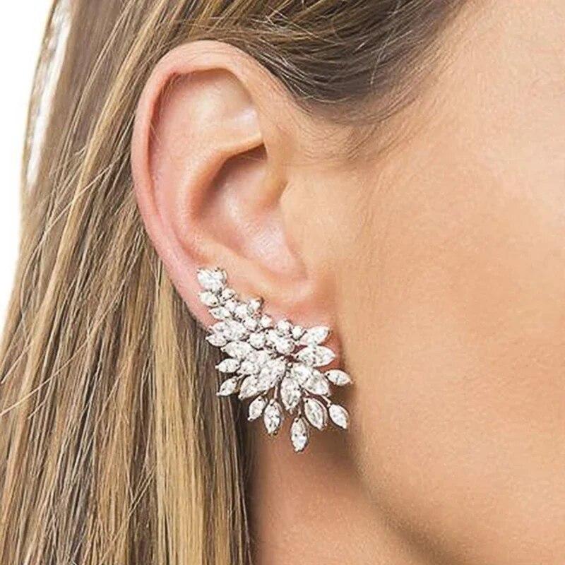 Gorgeous Women's Stud Earrings Full with Dazzling CZ Stone Sparkling Ear Piercing Earrings Party Jewelry Drop Shipping