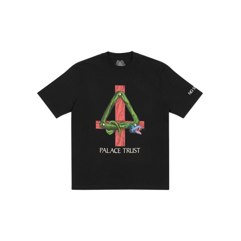 Palace Trust  Graphic Print Crew Neck T-Shirt Unisex Tops Black P21TS247