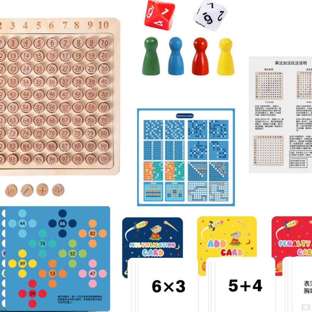 Educational Wooden Math Set for Kids - Counting Blocks and Multiplication Chart
