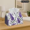 2D Flat, 1pc Purple Lavender Floral Decorative Tissue Box, Suitable for Home, Car, Kitchen, Bathroom, Daily Use Polyester Tissue Box, Desktop Decorati